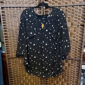 Torrid Black Blouse with White Star Pattern
